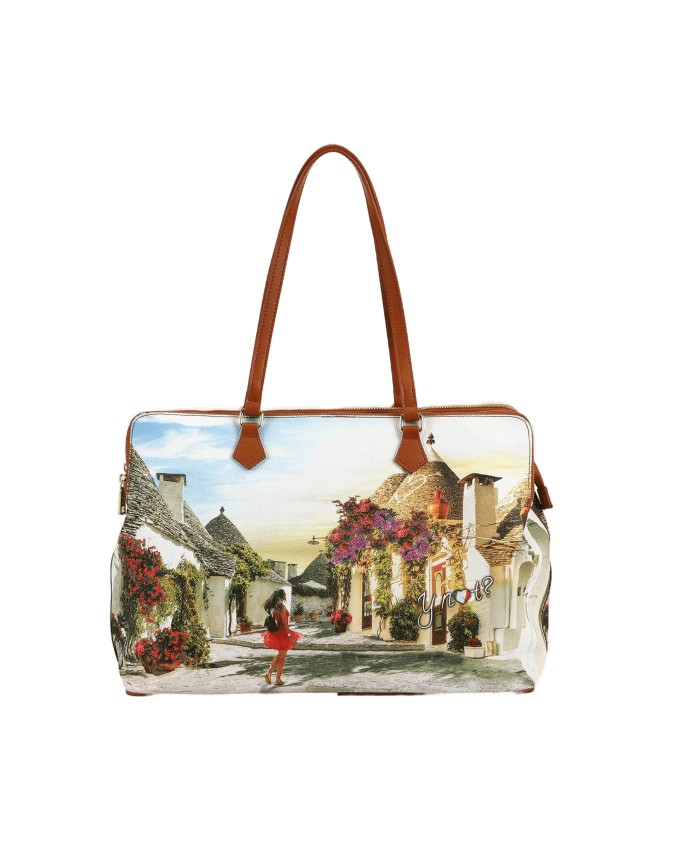 Ynot - Borsa Tote a tre scomparti in pvc stampato Yesbag