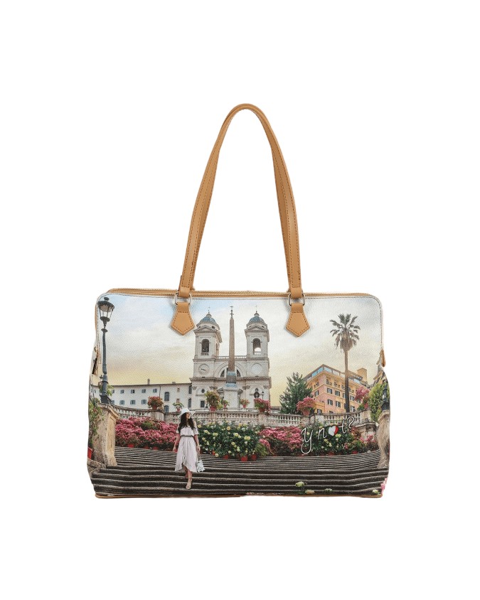 Ynot - Borsa Tote a tre scomparti in pvc stampato Yesbag