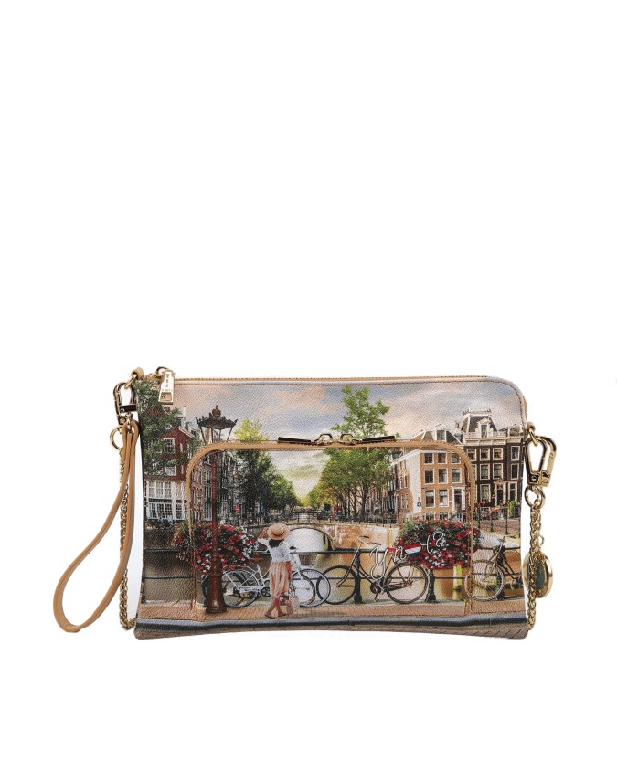 Ynot - Clutch con manico removibile in pvc stampato Ynot