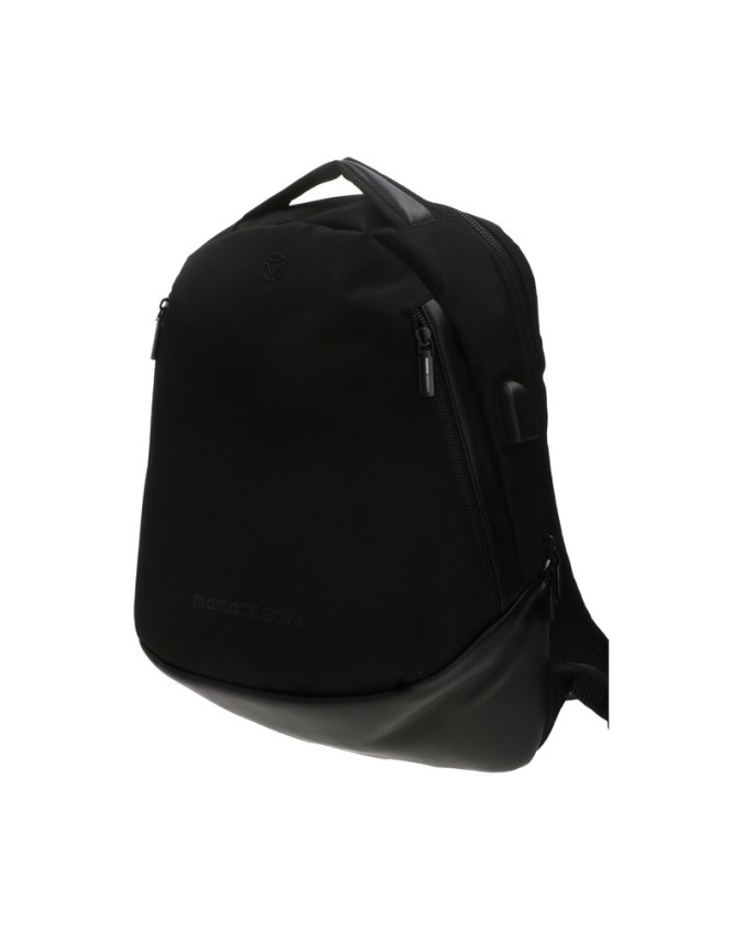 Momo Design - Zaino uomo in pelle e tessuto con tasche esterne