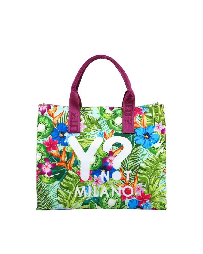 Ynot - Borsa Tote in tessuto con doppio manico Fruits