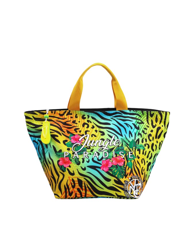 Ynot - Borsa shopping Media in nylon con doppio manico Jungle Paradise