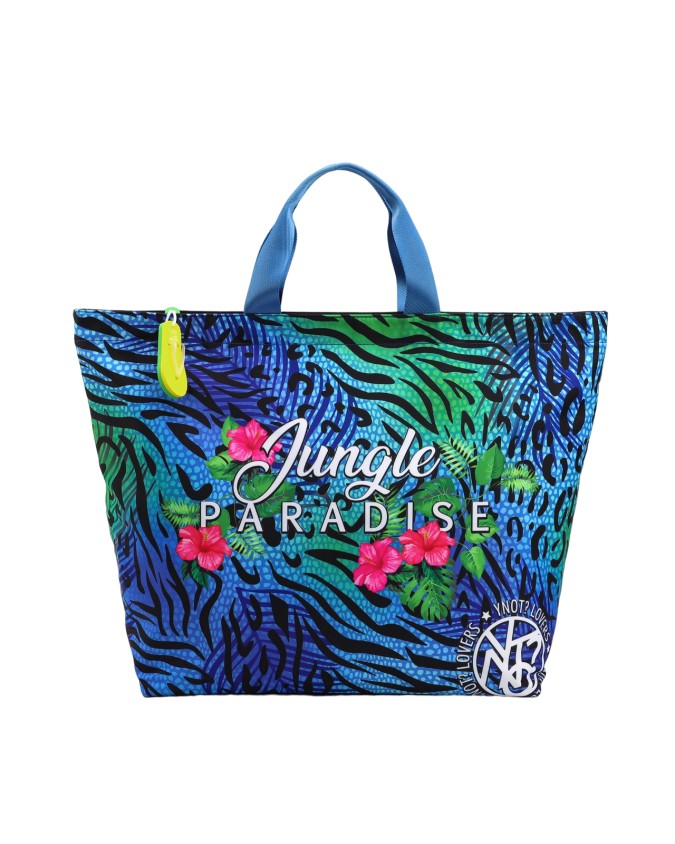 Ynot - Borsa tote in nylon con doppio manico Jungle Paradise