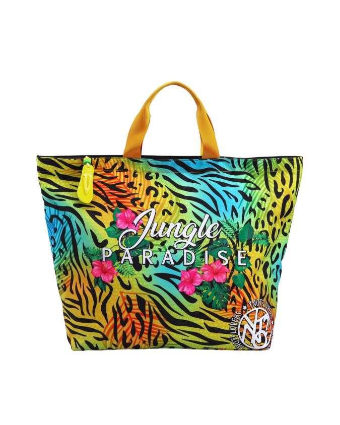 Ynot - Borsa tote in nylon con doppio manico Jungle Paradise