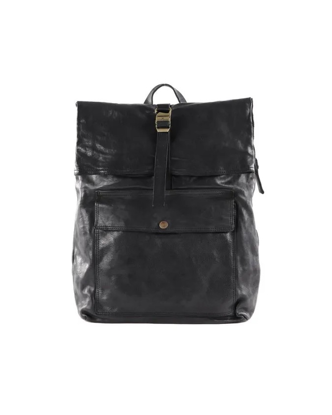 Campomaggi - Zaino rolltop in pelle con tasca esterna Ginepro