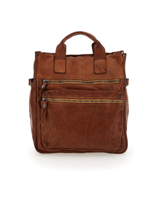 Campomaggi - Shopping/zaino in pelle con tasche esterne Gelso
