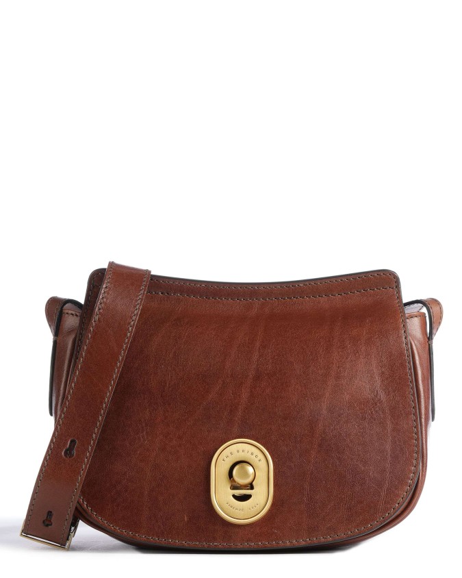 The Bridge - Borsa a tracolla con patta in pelle Celeste