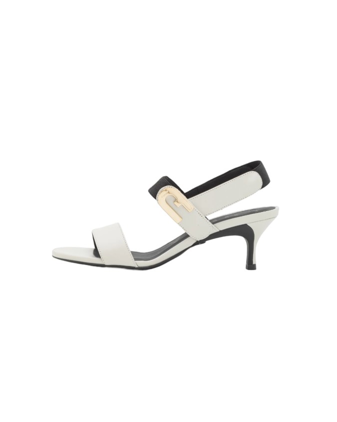 Furla - Sandalo donna in pelle con tacco e logo Sign