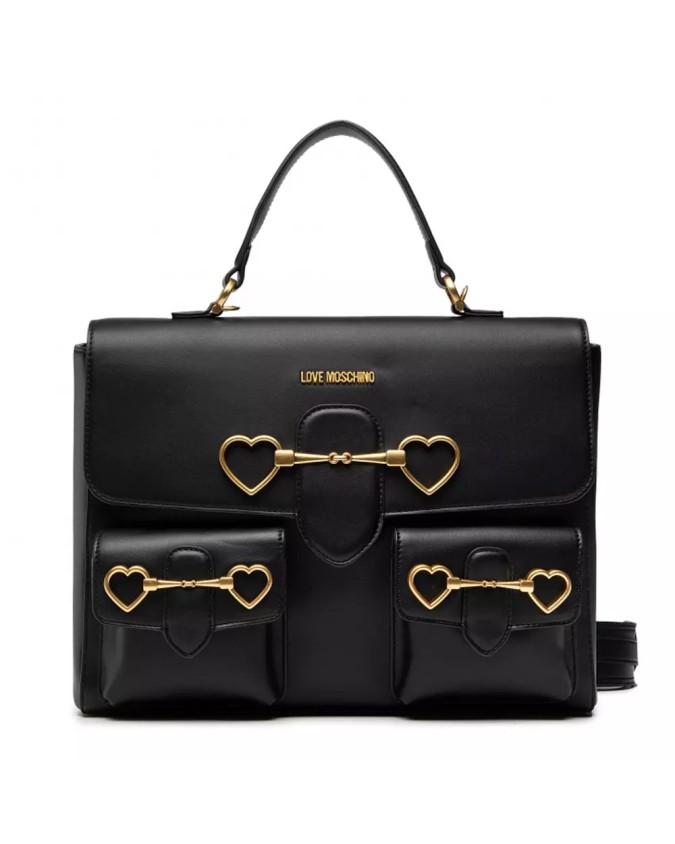 Love Moschino - Borsa a mano in ecopelle con patta Heartbit