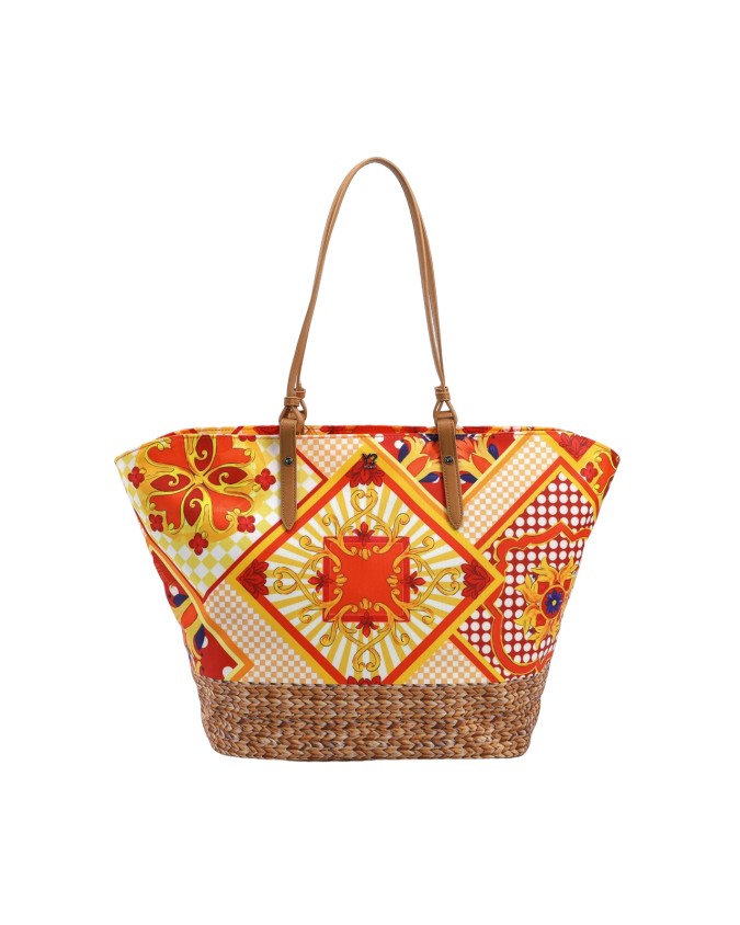 Ynot - Borsa shopping in tessuto con doppio manico grande Sicily