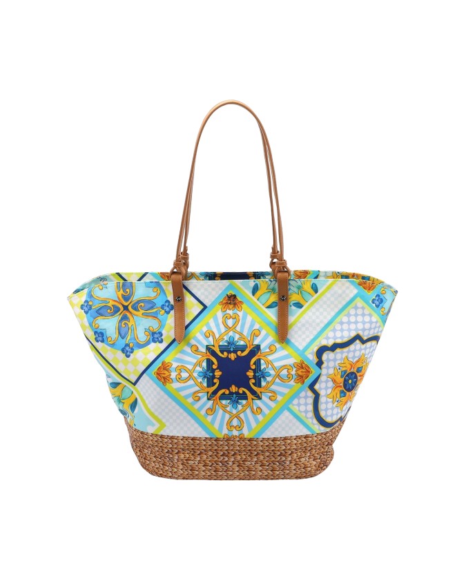 Ynot - Borsa shopping in tessuto con doppio manico grande Sicily