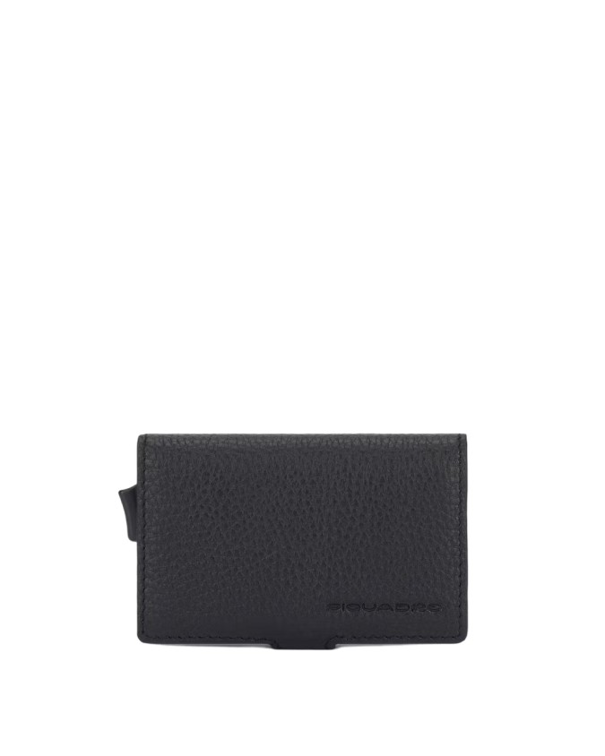 Piquadro - Porta carte di credito in pelle e metallo con protezione anti-frode RFID