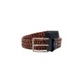 Made In Italy - Cintura uomo in pelle intrecciata bicolore Blu/Rosso/Naturale