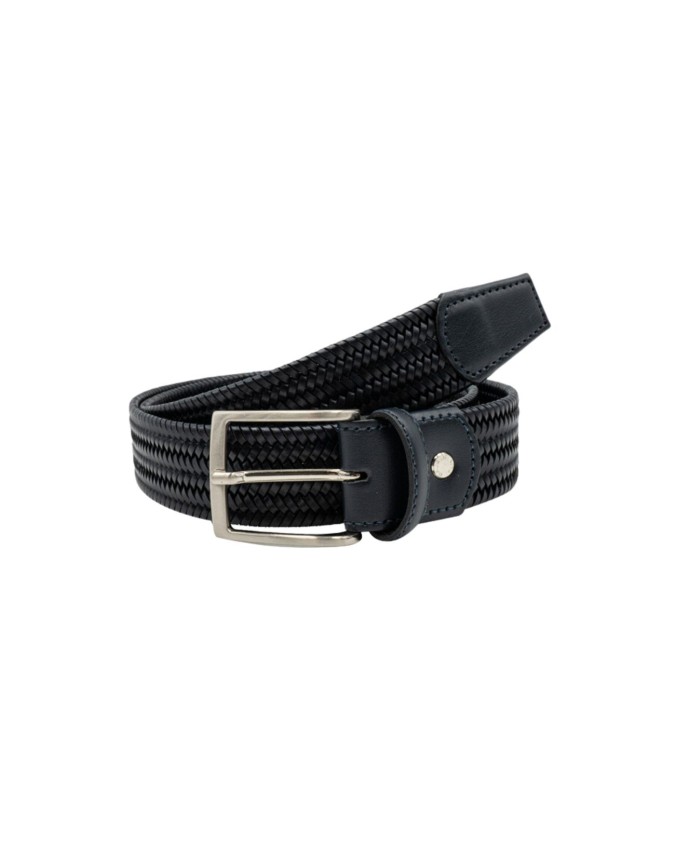 Made In Italy - Cintura uomo in pelle intrecciata elasticizzata Blu