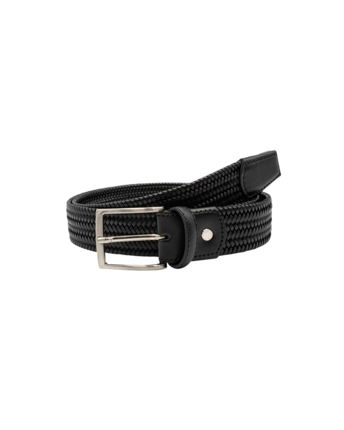 Made In Italy - Cintura uomo in pelle intrecciata elasticizzata Nero