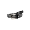 Made in Italy - Cintura uomo in pelle intrecciata elasticizzata bicolore nero/grigio