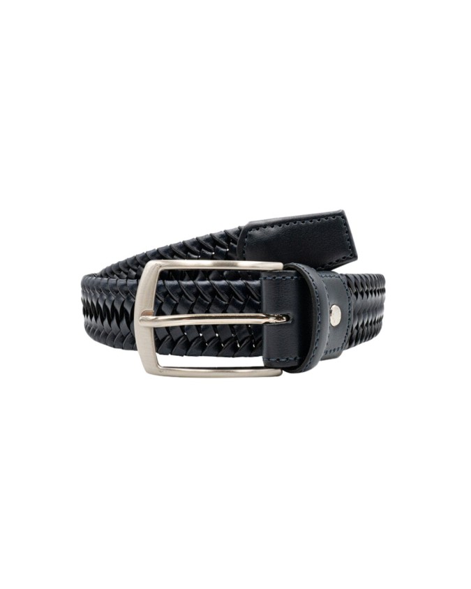 Made in Italy - Cintura uomo in pelle intrecciata Blu