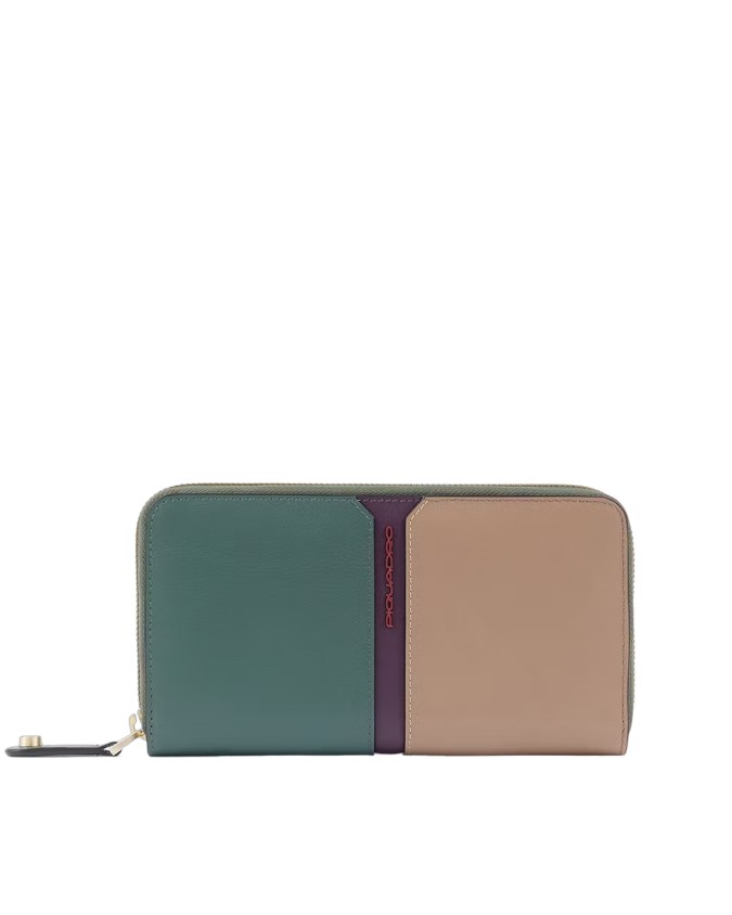 Piquadro - Portafoglio donna in pelle a quattro soffietti con zip Ray
