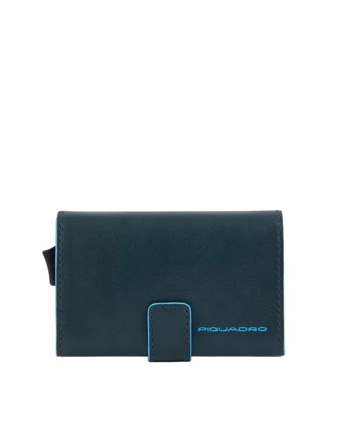 Piquadro - Custodia porta carte di credito uomo in pelle e metallo