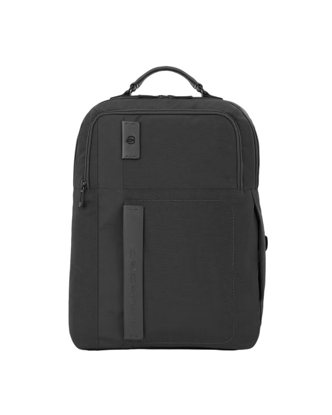 Piquadro - Zaino a doppio scomparto porta pc 15,6'' in pelle e tessuto P16