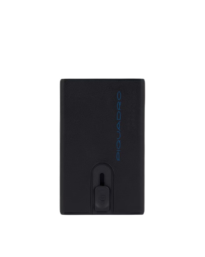 Piquadro - Portafoglio compatto in pelle e metallo RFID