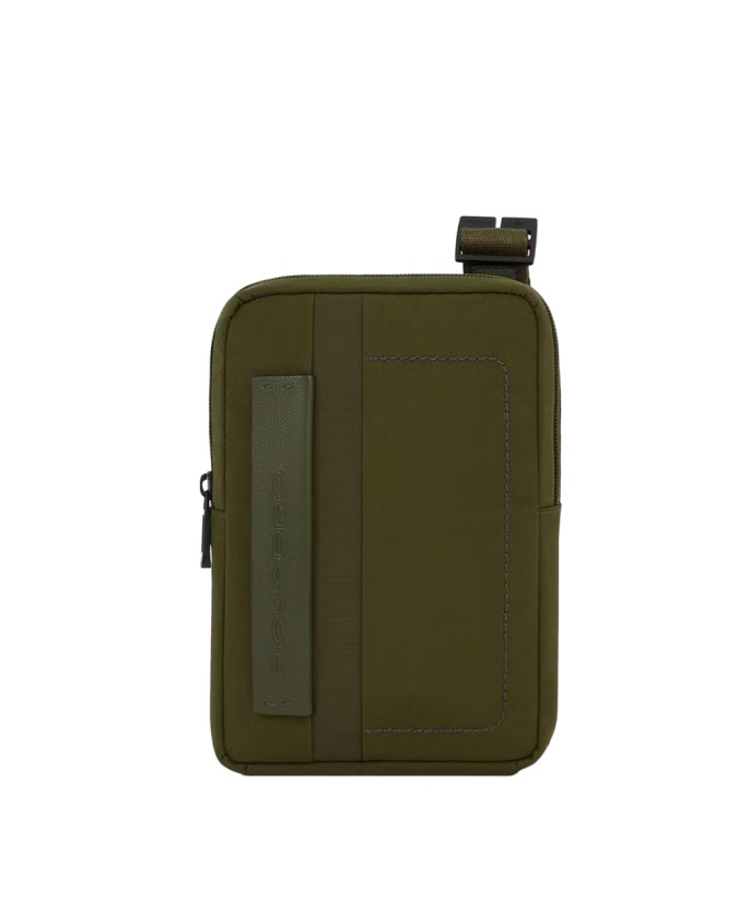 Piquadro - Borsa a tracolla porta iPad®mini in pelle e tessuto riciclato P16