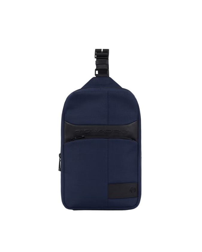 Piquadro  - Zaino monospalla uomo in pelle e tessuto per  iPad®mini