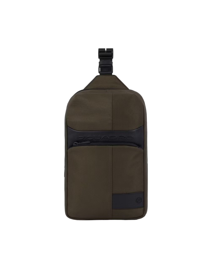 Piquadro  - Zaino monospalla uomo in pelle e tessuto per  iPad®mini