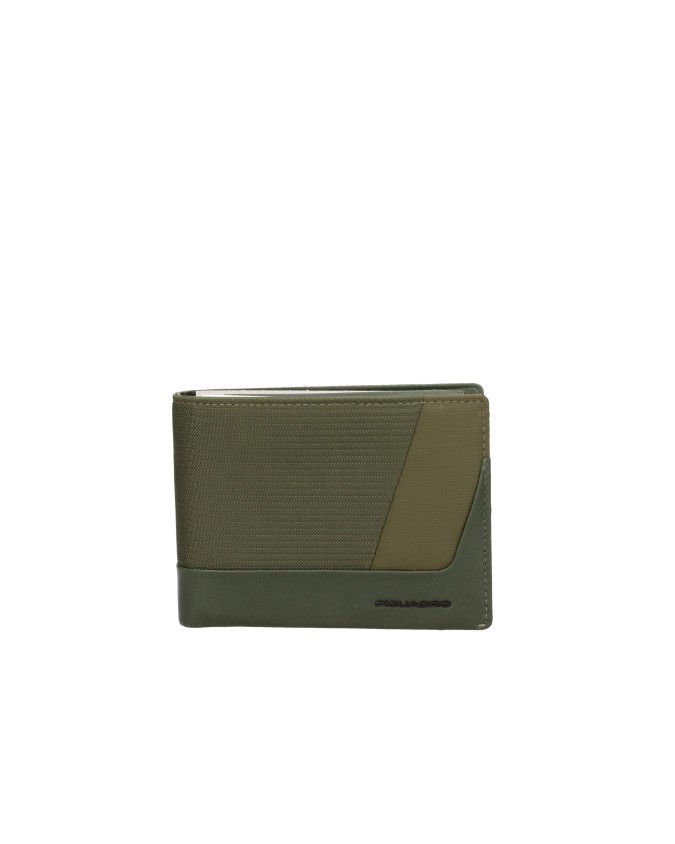 Piquadro - Portafoglio uomo in pelle tessuto riciclato protezione antifrode RFID