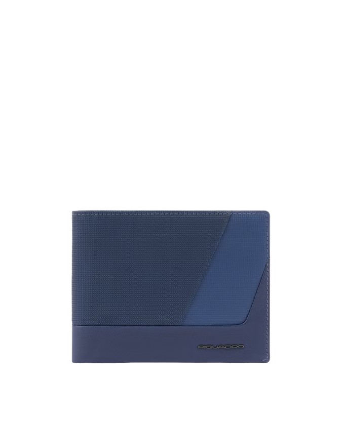 Piquadro - Portafoglio uomo in pelle e tessuto riciclato RFID