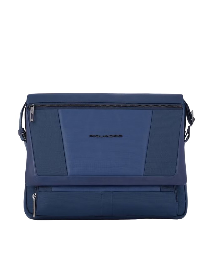 Piquadro - Borsa messenger porta pc 14'' in pelle e tessuto riciclato