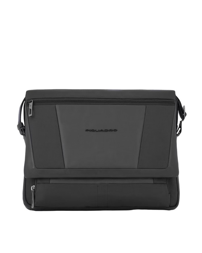 Piquadro - Borsa messenger porta pc 14'' in pelle e tessuto riciclato