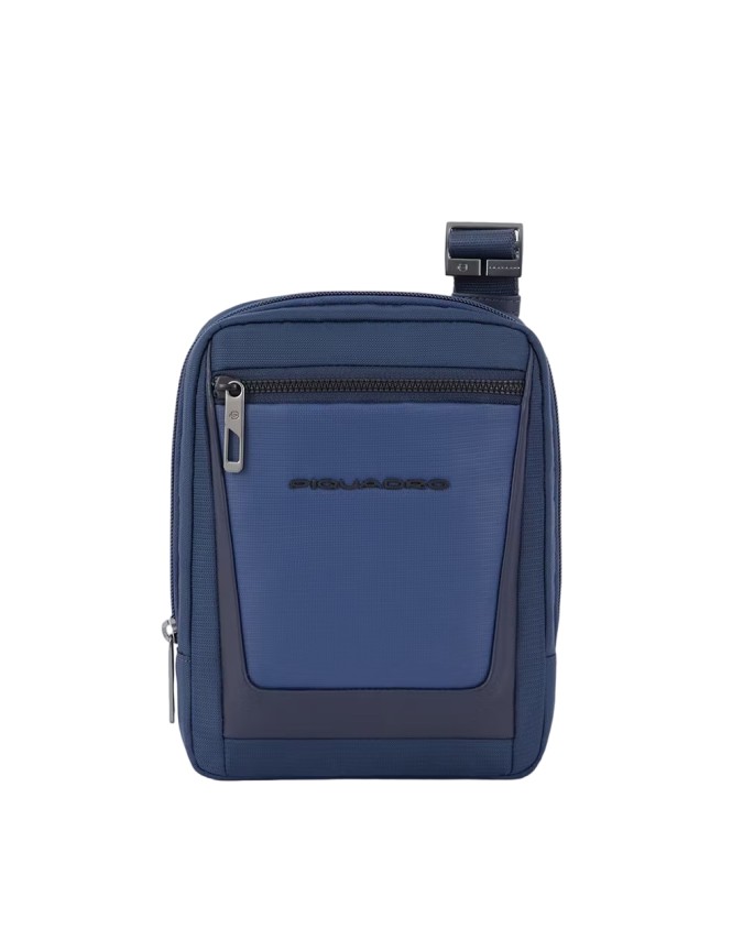 Piquadro - Borsa a tracolla porta iPad®mini in pelle e tessuto riciclato