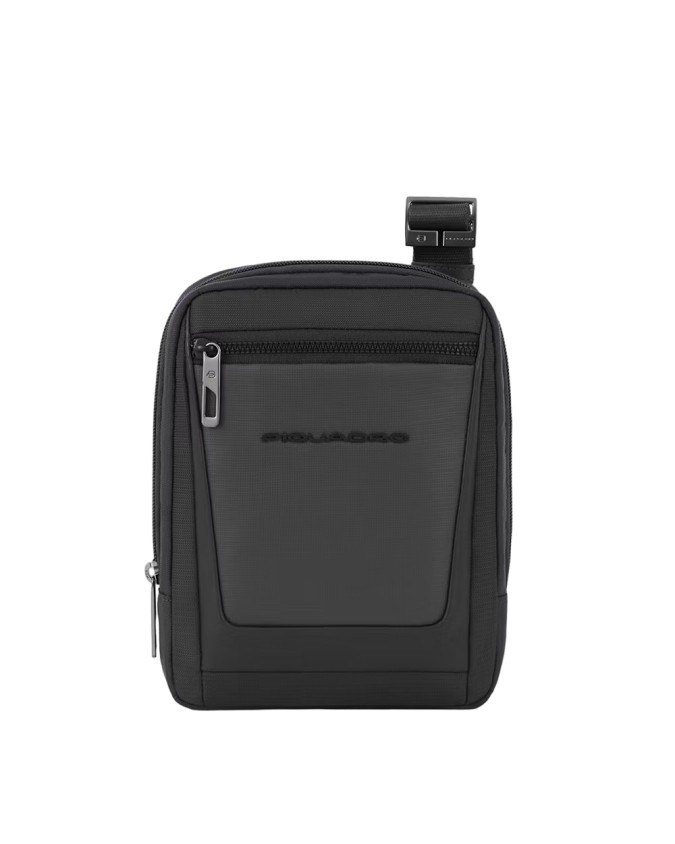 Piquadro - Borsa a tracolla porta iPad®mini in pelle e tessuto riciclato