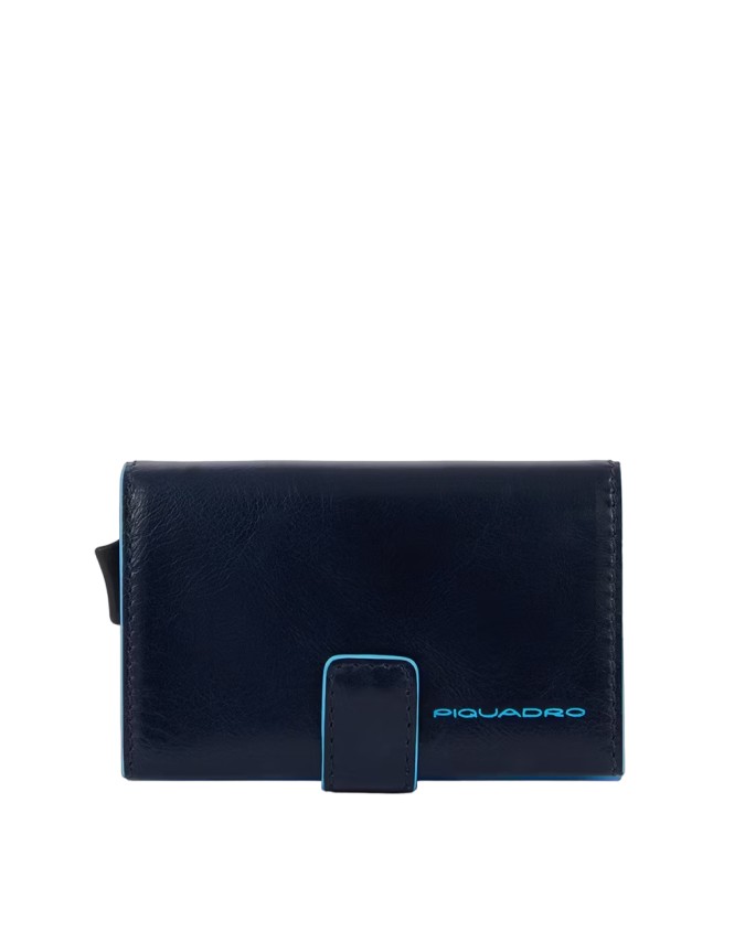 Piquadro - Custodia porta carte di credito uomo in pelle e metallo