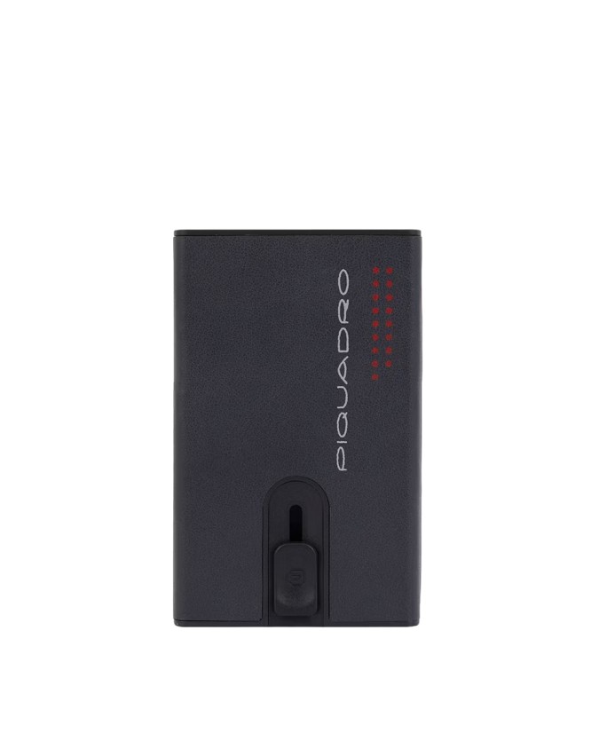 Piquadro - Portafoglio compatto in pelle e metallo RFID