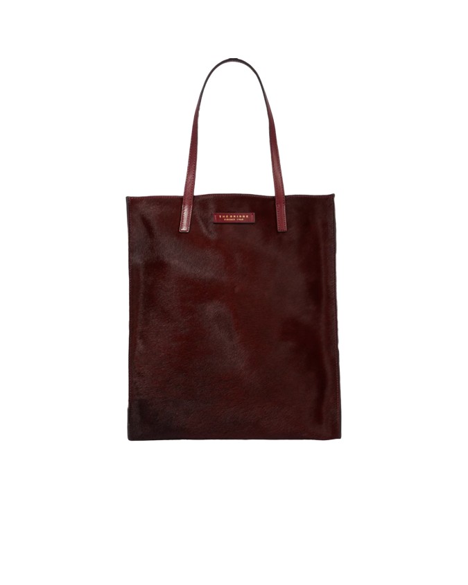 The Bridge - Borsa shopping con doppio manico in pelle effetto cavallino Mirra