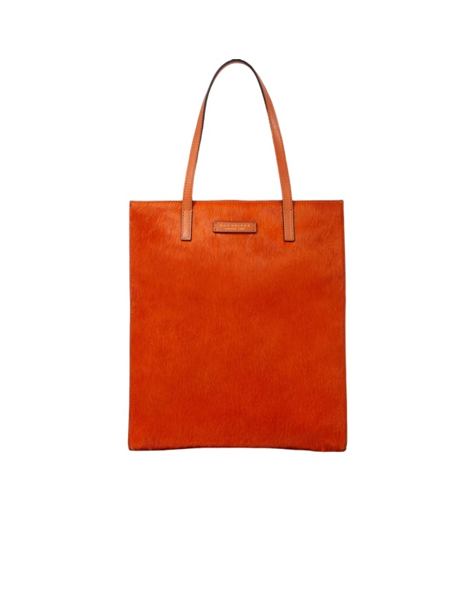 The Bridge - Borsa shopping con doppio manico in pelle effetto cavallino Mirra