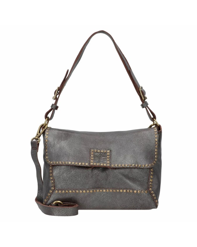 Campomaggi - Borsa a tracolla in pelle laminata con rivetti
