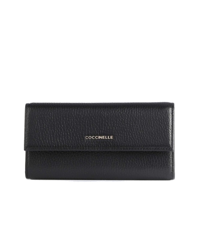 Coccinelle - Portafoglio donna con patta in pelle Metallic Soft