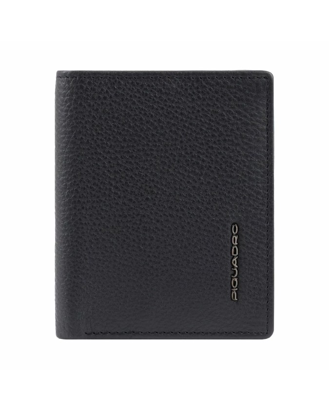 Piquadro - Portafoglio uomo con porta carte di credito verticale in pelle RFID