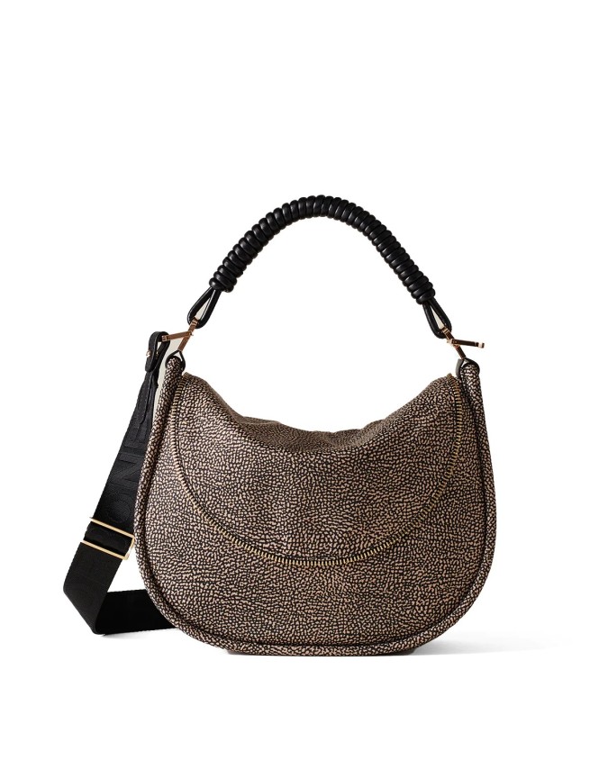Borbonese - Borsa a spalla hobo in tessuto riciclato Small Horseback