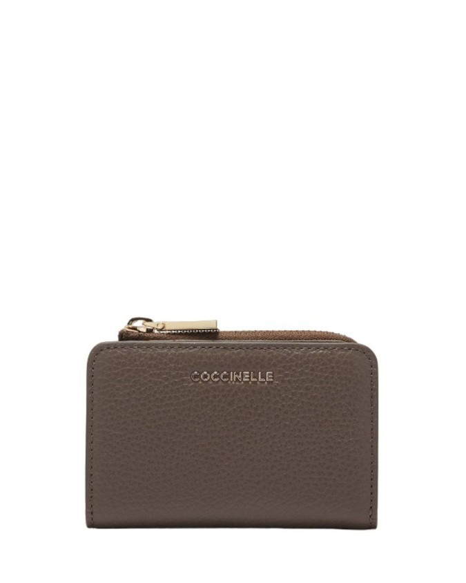 Coccinelle - Porta carte di credito compatto in pelle Metallic Soft