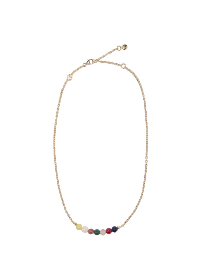 Coccinelle - Collana lunga in metallo oro con perline Color Pearls