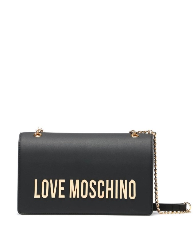 Love Moschino - Borsa a tracolla con patta in ecopelle e logo frontale