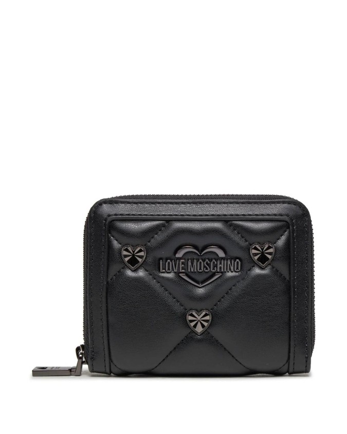 Love Moschino - Portafoglio donna ziparound bifold in ecopelle con borchie
