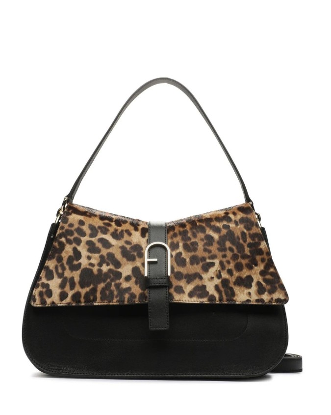 Furla - Borsa a spalla con tracolla in pelle mista cavallino L Flow
