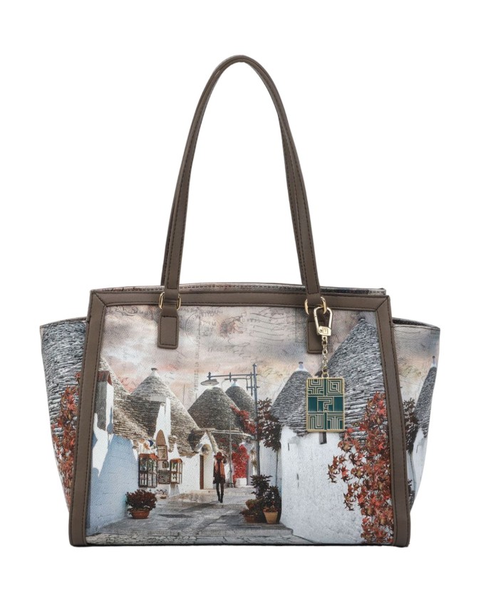 Ynot - Borsa shopping in ecopelle stampata City Life