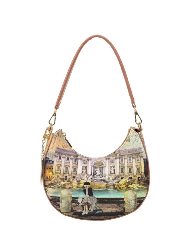 Ynot - Borsa a spalla in ecopelle stampata City Life