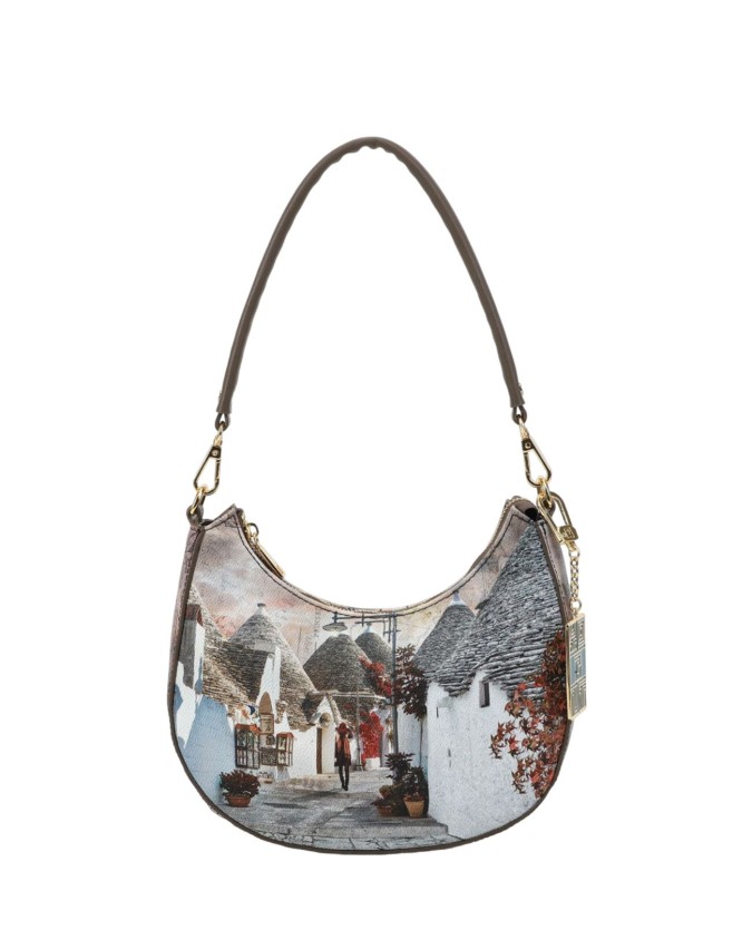 Ynot - Borsa a spalla in ecopelle stampata City Life